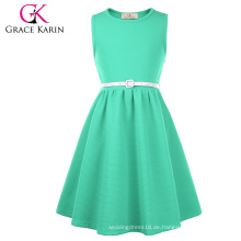 Grace Karin Kinder ärmellosen Rundhals A-Linie Aquamarine Kinder Mädchen Kleid CL010482-4